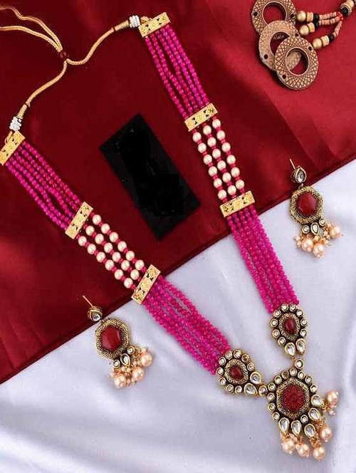 tjc beads studded brass jewellery set - 19897976 - Very Small Image - 1