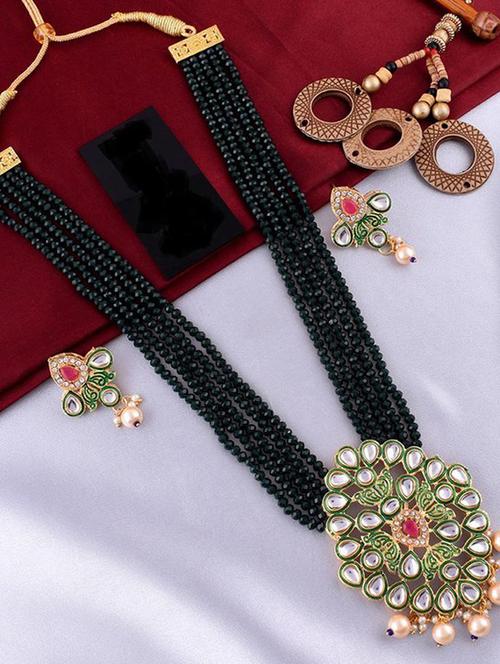 tjc beads studded brass jewellery set - 19897995 - Very Small Image - 1