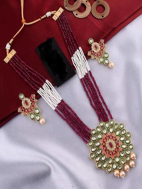 tjc beads studded brass jewellery set - 19898162 - Very Small Image - 1