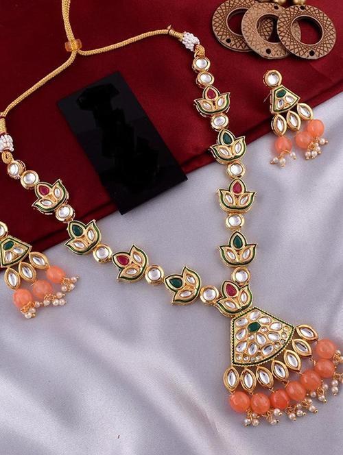 tjc beads studded brass jewellery set - 19898363 - Very Small Image - 1