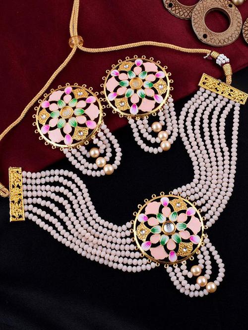 tjc beads studded brass jewellery set - 19898371 - Very Small Image - 1