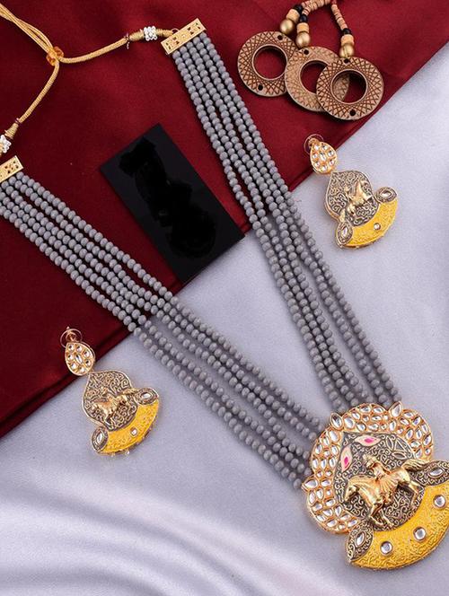 tjc beads studded brass jewellery set - 19898374 - Very Small Image - 1
