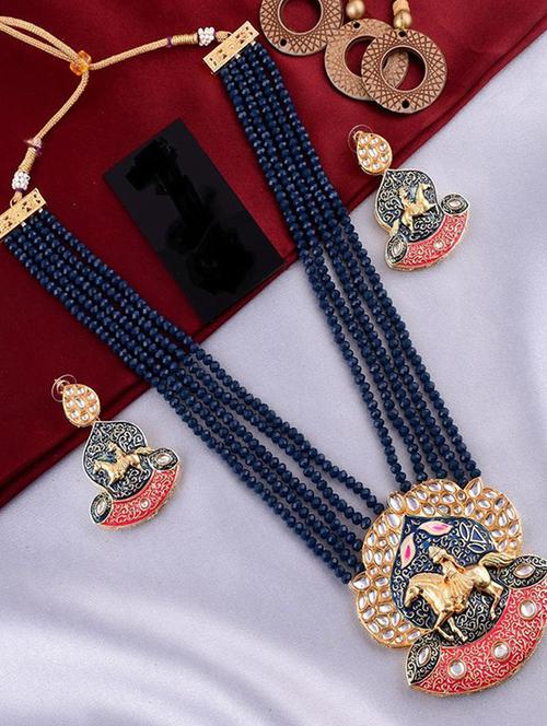 tjc beads studded brass jewellery set - 19898380 - Very Small Image - 1
