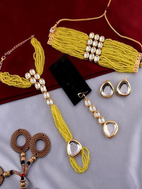 tjc beads studded brass jewellery set - 19898429 - Very Small Image - 1