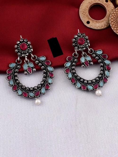 tjc stones & pearls detailed chandelier earrings - 19898938 - Very Small Image - 1