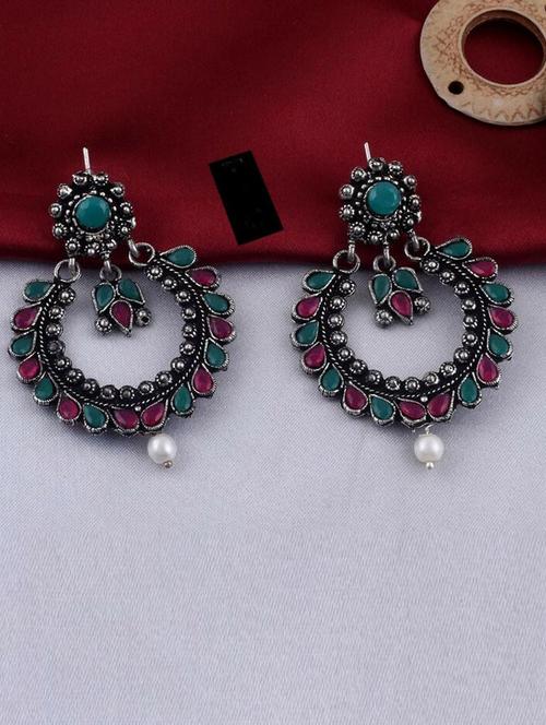 tjc stones & pearls detailed chandelier earrings - 19898941 - Very Small Image - 1