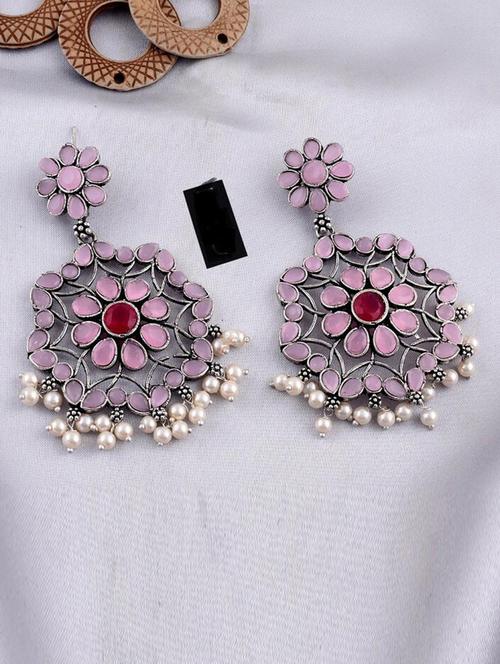 tjc stones & pearls detailed chandelier earrings - 19898960 - Very Small Image - 1
