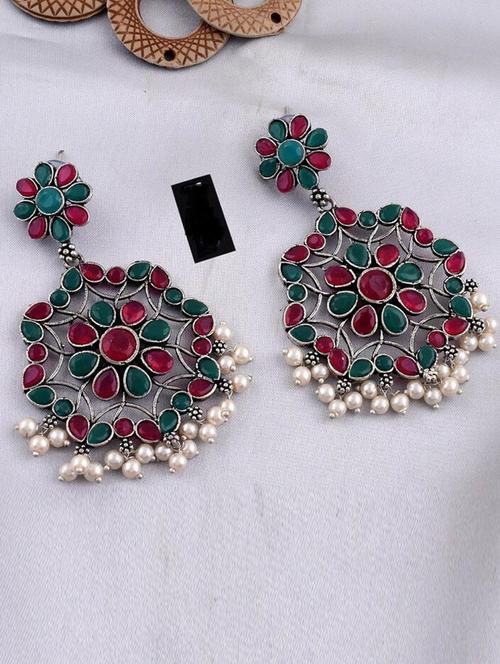 tjc stones & pearls detailed chandelier earrings - 19898963 - Very Small Image - 1