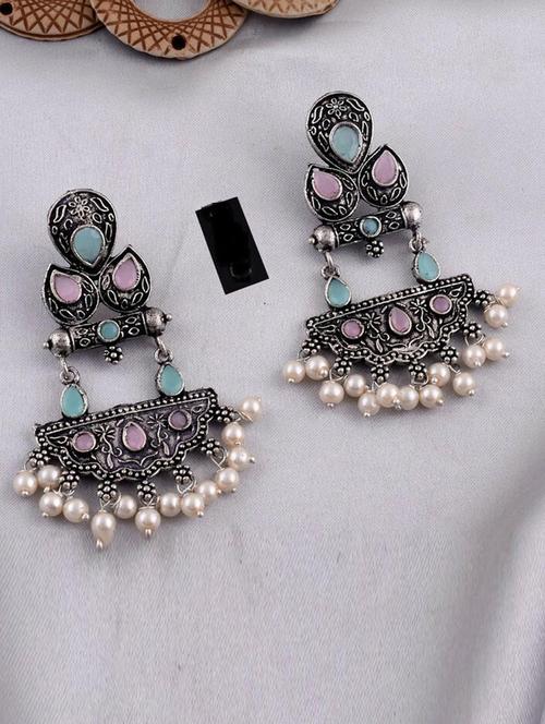 tjc stones & pearls detailed chandelier earrings - 19898966 - Very Small Image - 1