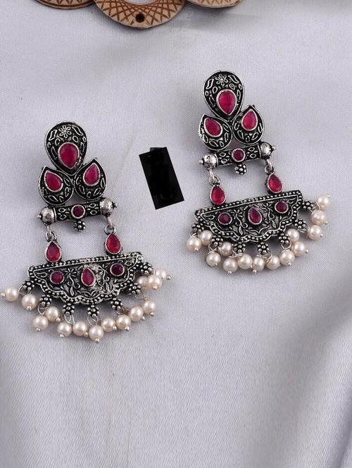 tjc stones & pearls detailed chandelier earrings - 19898967 - Very Small Image - 1