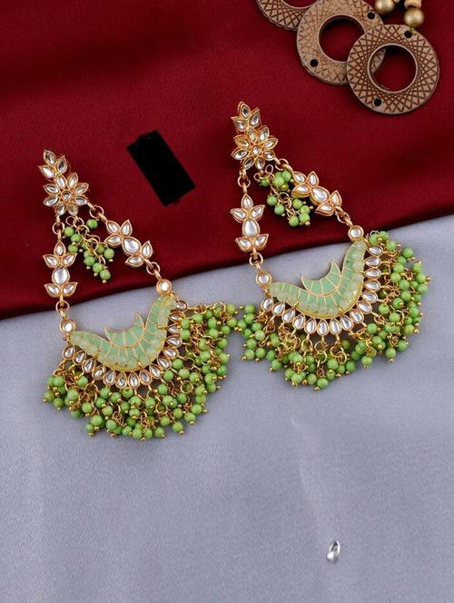 tjc stones & pearls detailed chandelier earrings - 19899035 - Very Small Image - 1