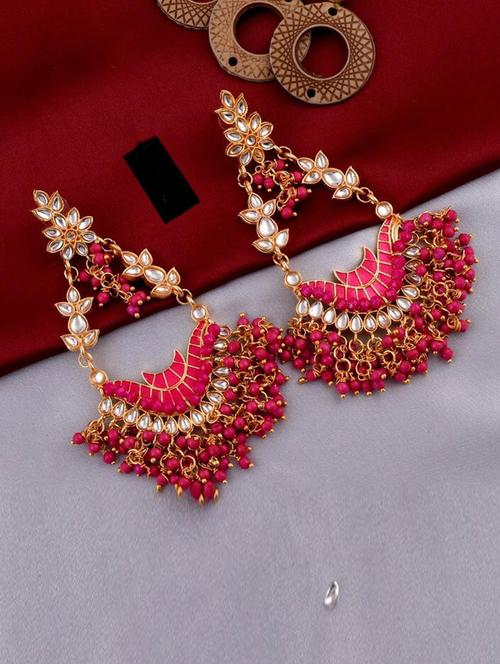 tjc stones & pearls detailed chandelier earrings - 19899037 - Very Small Image - 1