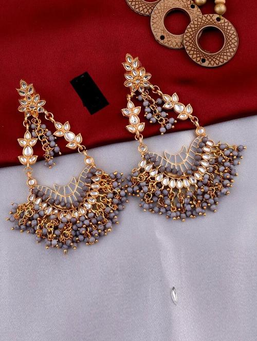 tjc stones & pearls detailed chandelier earrings - 19899038 - Very Small Image - 1