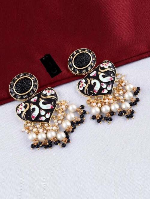 tjc stones & pearls detailed chandelier earrings - 19899050 - Very Small Image - 1