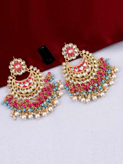 tjc stones & pearls detailed chandelier earrings - 19899060 - Very Small Image - 1