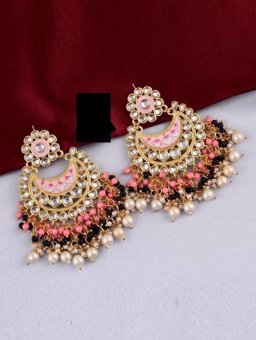 tjc stones & pearls detailed chandelier earrings - 19899062 - Very Small Image - 1