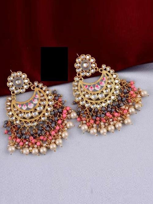 tjc stones & pearls detailed chandelier earrings - 19899063 - Very Small Image - 1