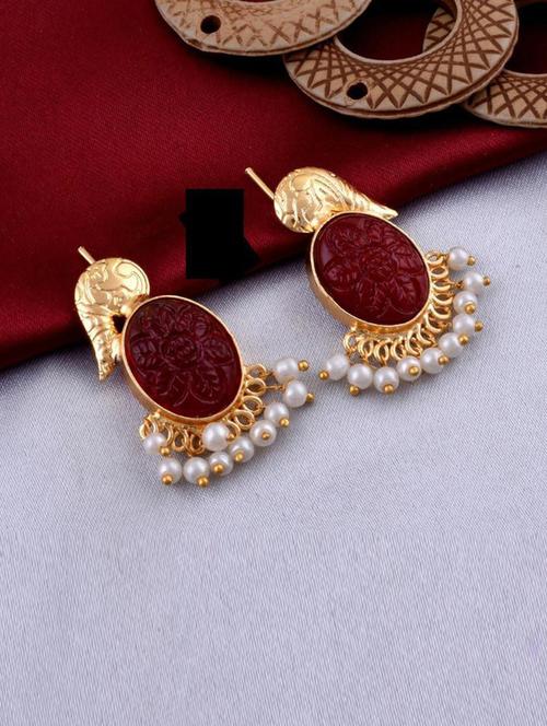 tjc stones & pearls detailed drops earrings - 19899069 - Very Small Image - 1
