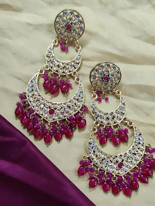 tjc stones & pearls detailed chandelier earrings - 19899099 - Very Small Image - 1