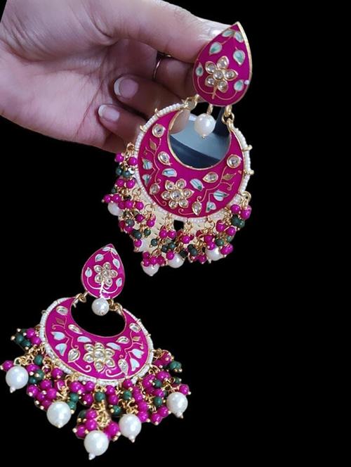 tjc stones & pearls detailed chandelier earrings - 19899108 - Very Small Image - 1