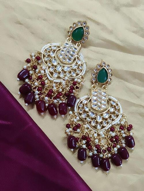 tjc stones & pearls detailed chandelier earrings - 19899115 - Very Small Image - 1