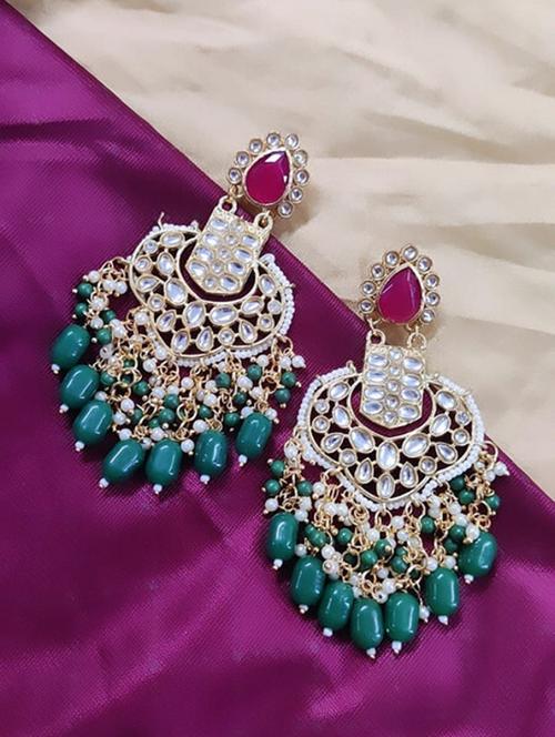 tjc stones & pearls detailed chandelier earrings - 19899117 - Very Small Image - 1