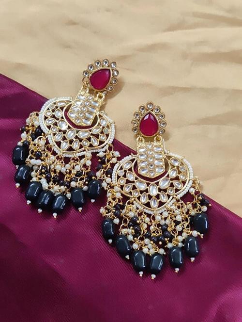 tjc stones & pearls detailed chandelier earrings - 19899118 - Very Small Image - 1