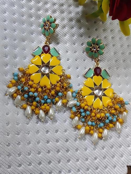 tjc stones & pearls detailed chandelier earrings - 19899119 - Very Small Image - 1