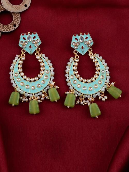 tjc stones & pearls detailed chandelier earrings - 19899130 - Very Small Image - 1