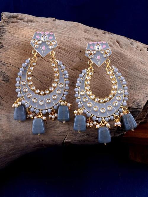 tjc stones & pearls detailed chandelier earrings - 19899133 - Very Small Image - 1