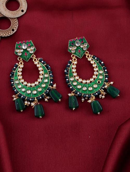 tjc stones & pearls detailed chandelier earrings - 19899134 - Very Small Image - 1