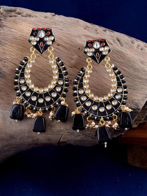 tjc stones & pearls detailed chandelier earrings - 19899135 - Very Small Image - 1