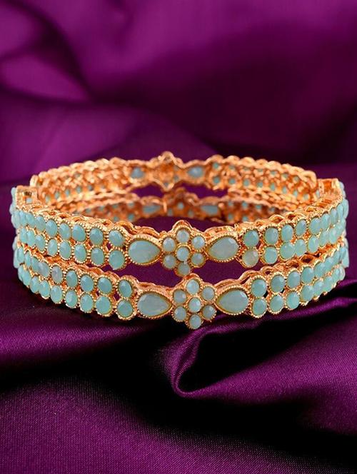 tjc colored stone studded gold plated brass bangle bracelet set (pack of 2) - 19899189 - Very Small Image - 1
