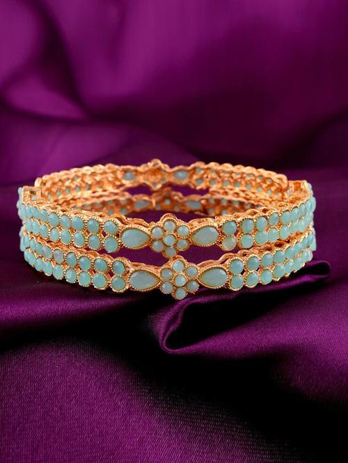 tjc colored stone studded gold plated brass bangle bracelet set (pack of 2) - 19899199 - Very Small Image - 1