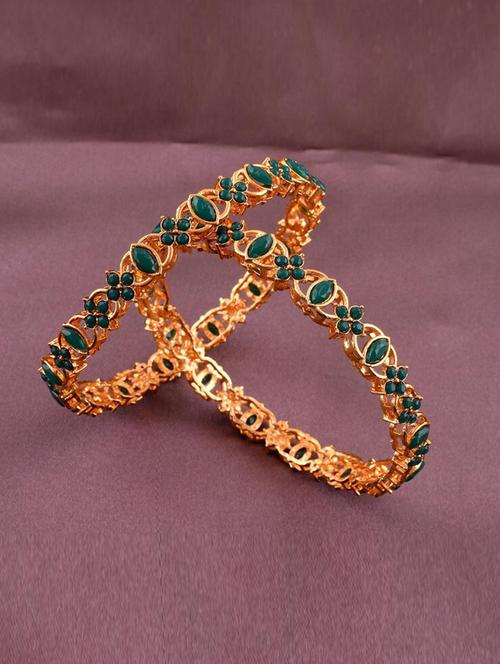 tjc colored stone studded gold plated brass bangle bracelet set (pack of 2) - 19899206 - Very Small Image - 1
