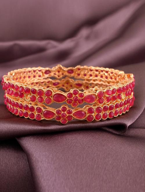tjc colored stone studded gold plated brass bangle bracelet set (pack of 2) - 19899225 - Very Small Image - 1