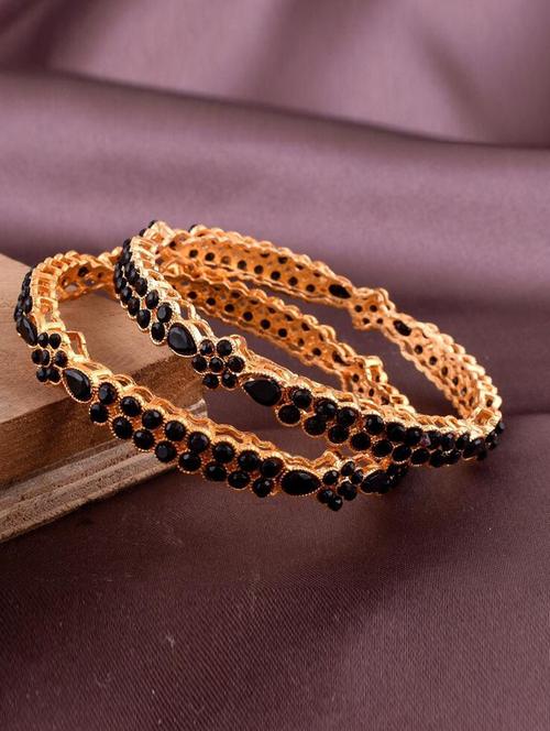 tjc colored stone studded gold plated brass bangle bracelet set (pack of 2) - 19899229 - Very Small Image - 1