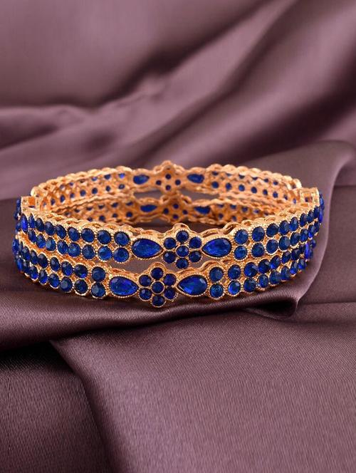 tjc colored stone studded gold plated brass bangle bracelet set (pack of 2) - 19899236 - Very Small Image - 1