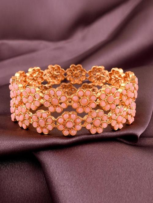 tjc colored stone studded gold plated brass bangle bracelet set (pack of 2) - 19899248 - Very Small Image - 1