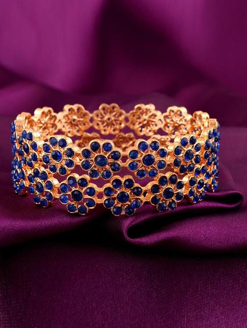 tjc colored stone studded gold plated brass bangle bracelet set (pack of 2) - 19899272 - Very Small Image - 1