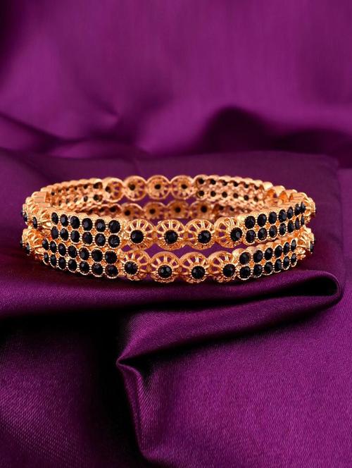 tjc colored stone studded gold plated brass bangle bracelet set (pack of 2) - 19899273 - Very Small Image - 1