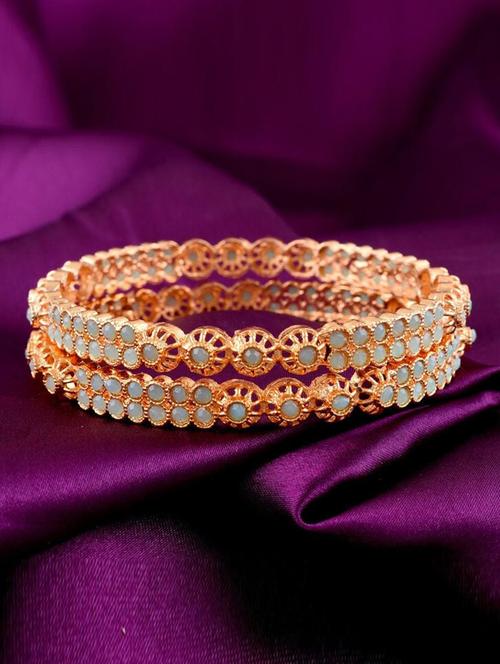 tjc colored stone studded gold plated brass bangle bracelet set (pack of 2) - 19899277 - Very Small Image - 1