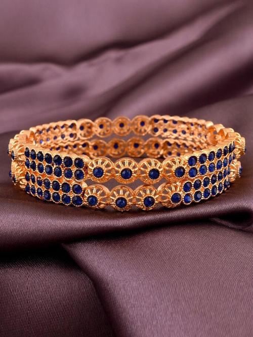tjc colored stone studded gold plated brass bangle bracelet set (pack of 2) - 19899280 - Very Small Image - 1