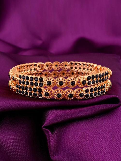 tjc colored stone studded gold plated brass bangle bracelet set (pack of 2) - 19899284 - Very Small Image - 1