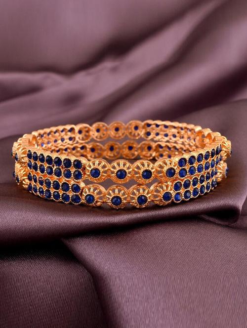 tjc colored stone studded gold plated brass bangle bracelet set (pack of 2) - 19899289 - Very Small Image - 1