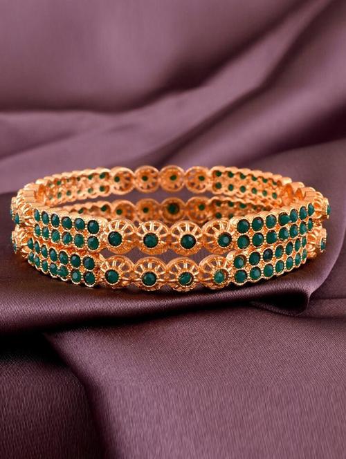 tjc colored stone studded gold plated brass bangle bracelet set (pack of 2) - 19899296 - Very Small Image - 1