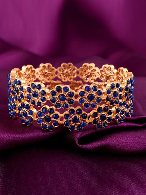 tjc colored stone studded gold plated brass bangle bracelet set (pack of 2) - 19899299 - Very Small Image - 1
