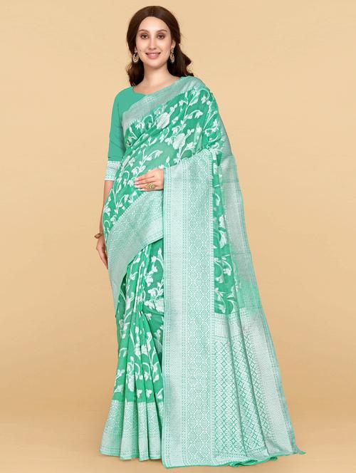 self designed woven saree with blouse - 19900087 - Very Small Image - 1