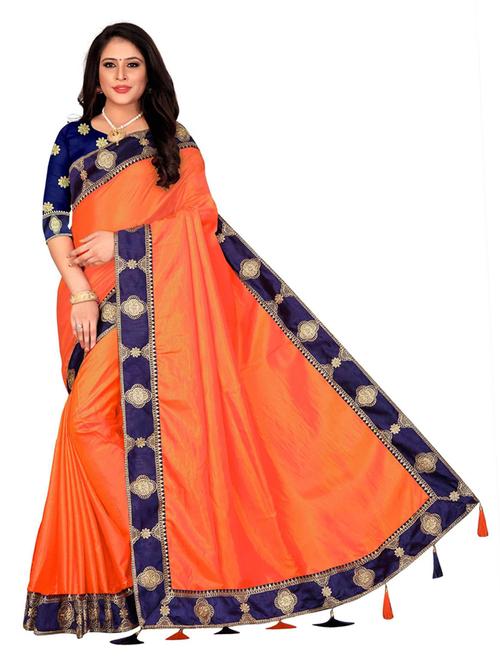 orange bordered saree with blouse - 19900230 - Very Small Image - 1