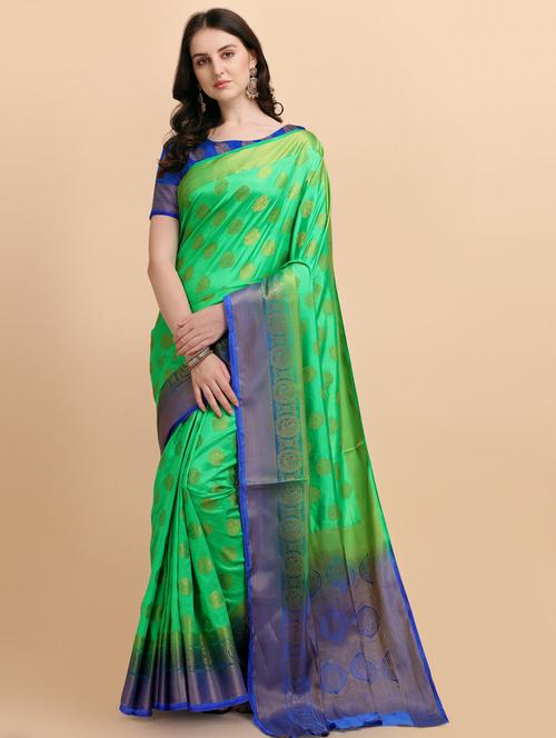 light green silk banarasi saree - 19900231 - Very Small Image - 1